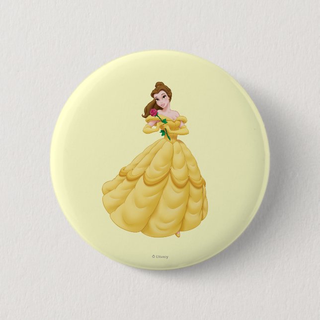 Belle Holding Rose 2 Inch Round Button (Front)