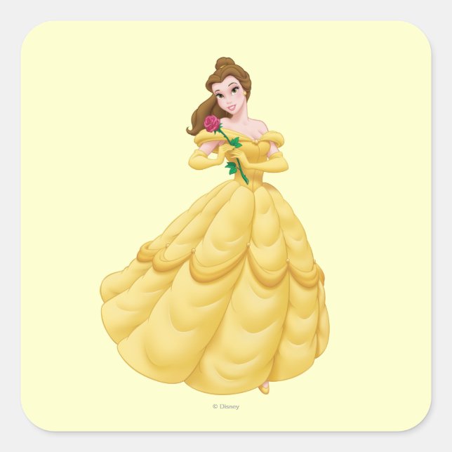 Belle Holding Rose Square Sticker (Front)