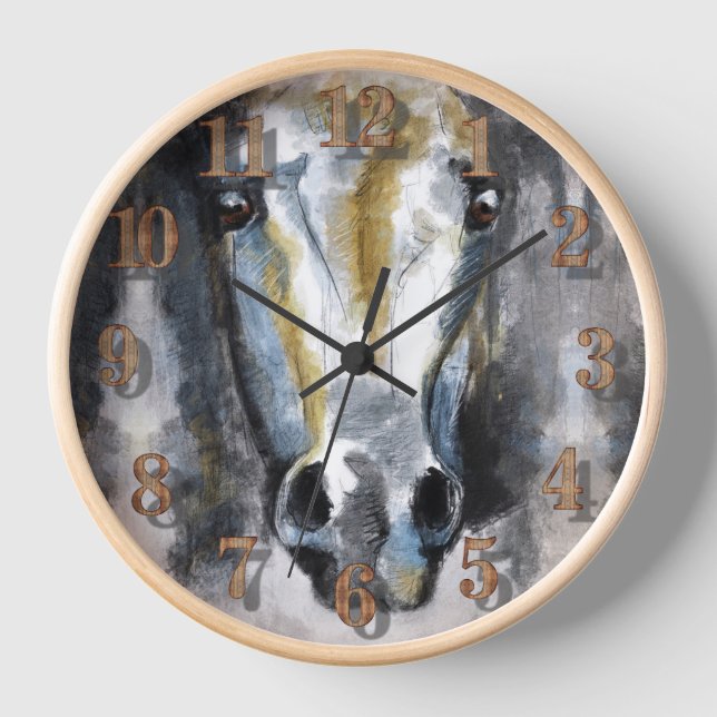 Belle Horloge Cheval Colorée (Recto)