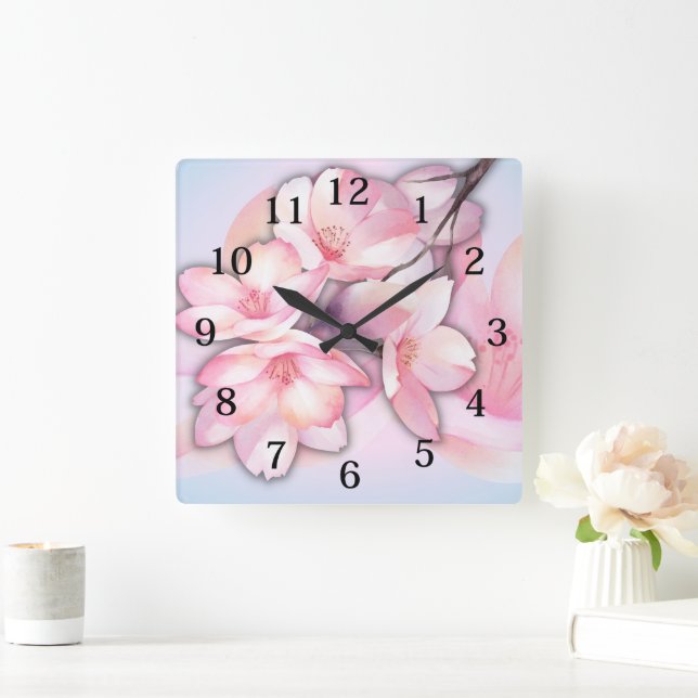 Belle horloge murale acrylique en fleur de cerisie (Maison)