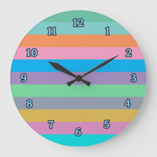 Belle horloge murale rayée de couleurs