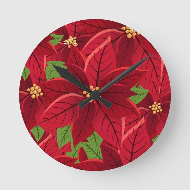 Belle horloge ronde Poinsettia (Recto)