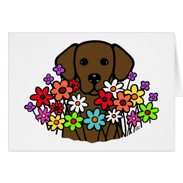 Belle illustration de Labrador de chocolat d'âme (Devant horizontal)