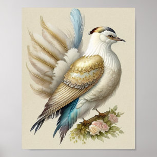 Belle impression d'oiseau Plumes Douces Neutres Ro