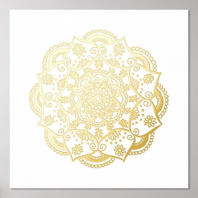 Belle impression d'or Mandala Foil Art (Recto)
