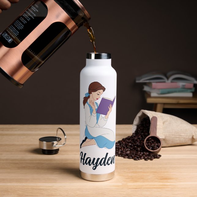Belle in a Book Water Bottle (Coffee)