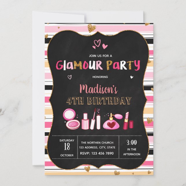 Belle invitation à fêter un glamour (Devant)