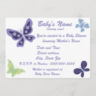 Belle invitation à la douche pour bébés Papillon