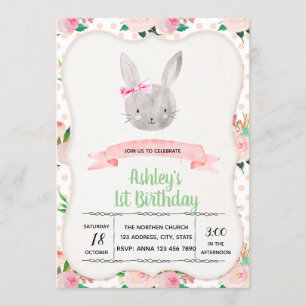 Belle invitation à la fête d'anniversaire de lapin
