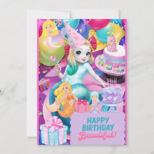 Belle invitation à la sirène d'anniversaire