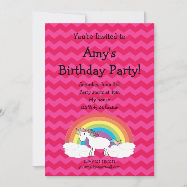 Belle invitation à l'anniversaire de licorne (Devant)