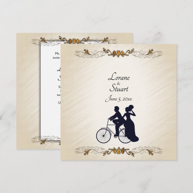 Belle invitation à thème Mariage à vélo (Devant / Derrière)