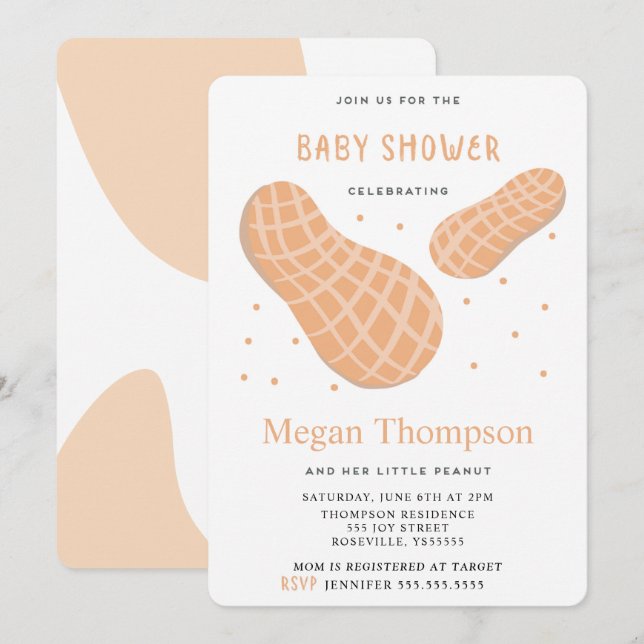 Belle Invitation au Baby shower de Petits Arachide (Devant / Derrière)