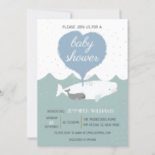 Belle Invitation Baby shower de baleine blanche Be
