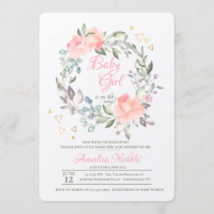 Belle Invitation Baby shower Fille Wreath
