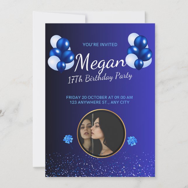 Belle Invitation Carte Anniversaire (Devant)