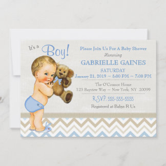 Belle invitation de Baby shower de garçon Personna