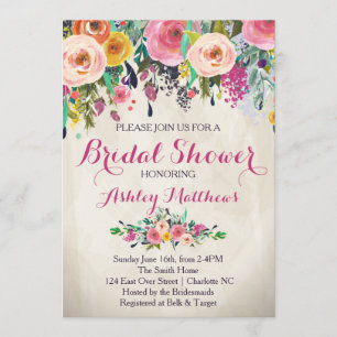 Belle Invitation Florale Douche nuptiale, Bébé