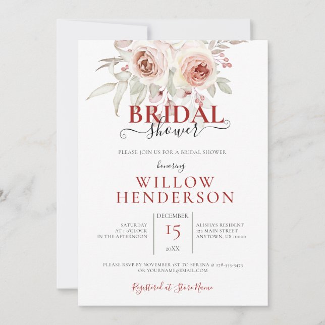 Belle Invitation Wedding shower Floral Pastel (Devant)