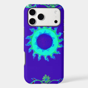 Belle Iridescente Blue Floral Art peinture à l'hui