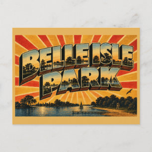 Belle Isle Park Michigan River Forest Lakes Art Postcard