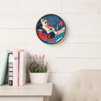 Belle jeune femme portrait horloge art