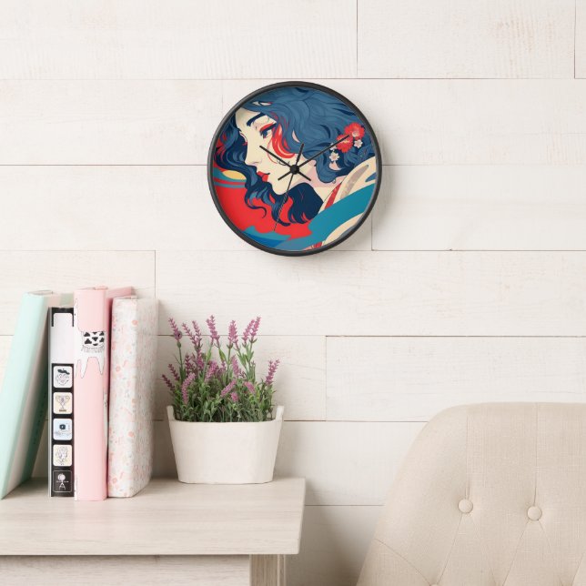 Belle jeune femme portrait horloge art (Salle de lecture)