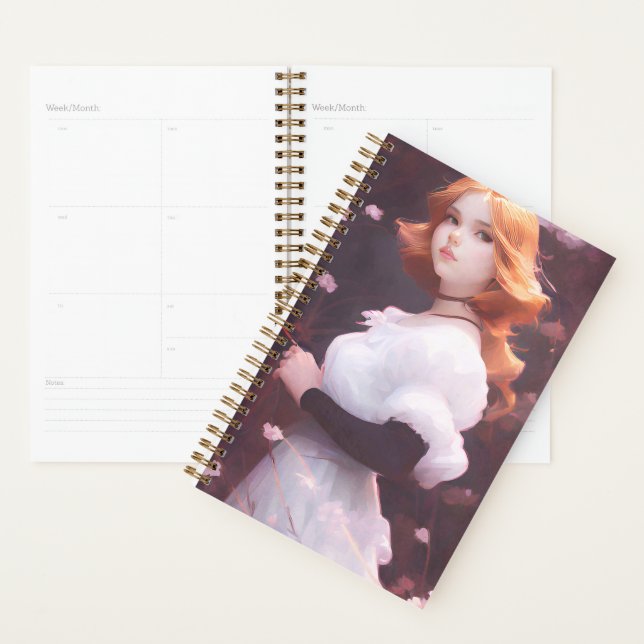 Belle Jeune Fille Parmi Les Fleurs Roses Portrait (Devant avec enveloppe)