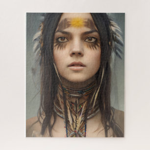 BELLE JEUNE INDIENNE NATIVE FILLE JIGSAW PUZZLE