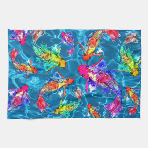 Belle Koi Fish Pond Serviette de cuisine