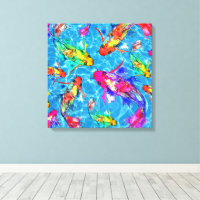 Belle Koi Poisson Pond Toile Enveloppée