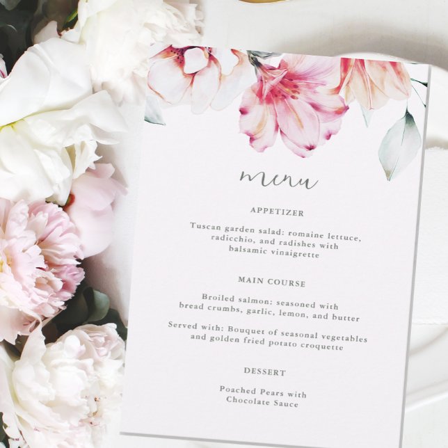 Belle Lavande colorée Mariage floral Menu (Créateur téléchargé)
