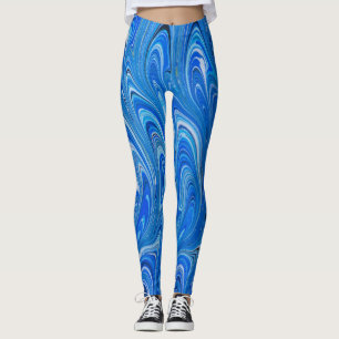 Belle Leggings en marbre bleu liquide