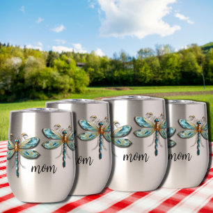 Belle libellule en Aqua et en Gold
