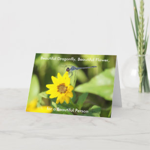 Belle libellule, fleur, carte de voeux personne