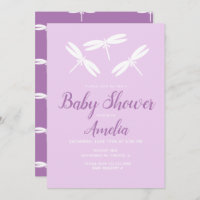 Belle libellule Violet Baby shower Invitation