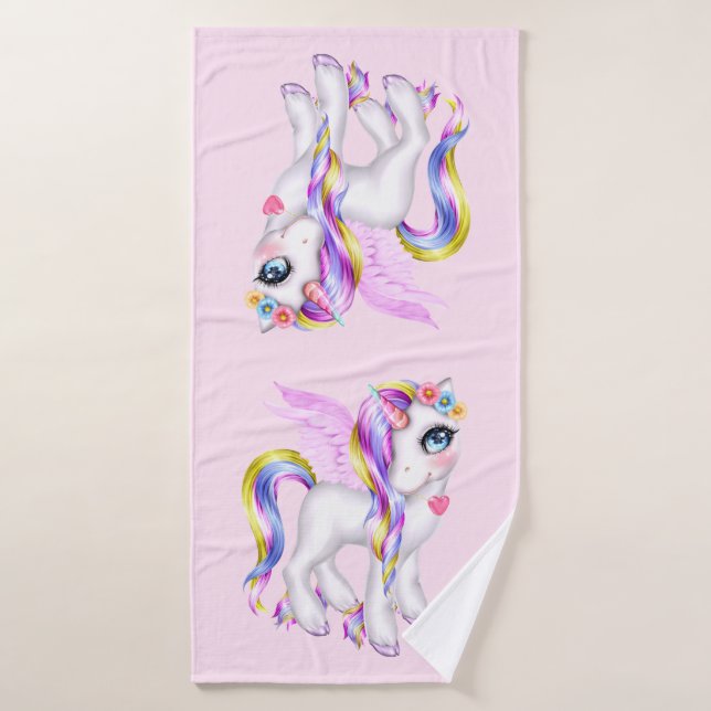Belle licorne avec Rainbow Mane (Serviette de bain)