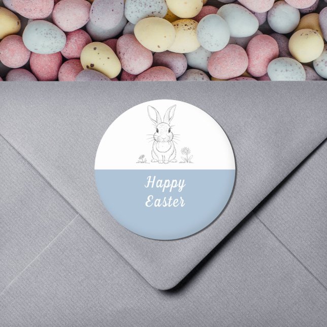 Belle ligne de lapin Art - Happy Sticker de Pâques (Cute Rabbit Line Art - Happy Easter Sticker)