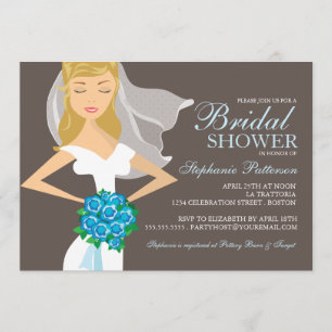 Belle mariée avec un billard de Bouquet Invitation