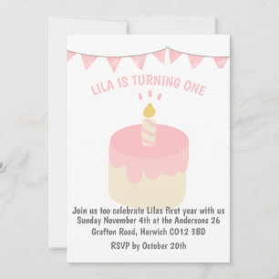 Belle, moderne invitation à gâteau d'anniversaire