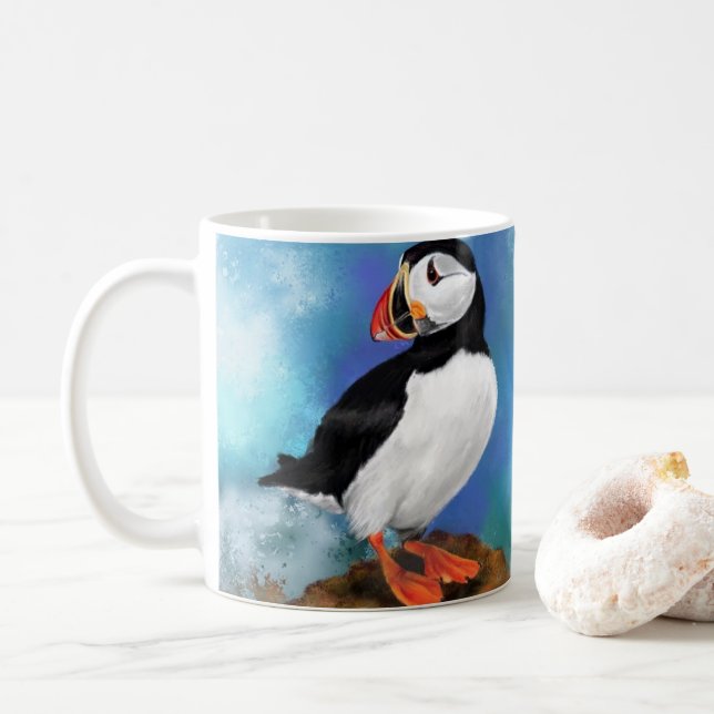 Belle Mug d'Oiseau de Puffin Atlantique (Avec donut)