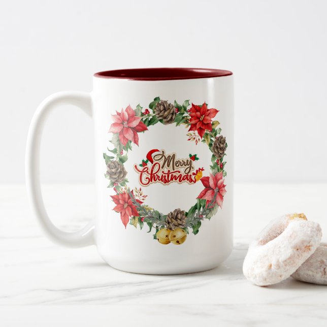 Belle Mug florale de Noël (Avec donut)