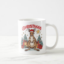 Belle Mug Kangaroo de Noël aux arbres festifs