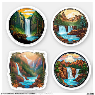 Belle nature à 4 paquets dans Sticker rond