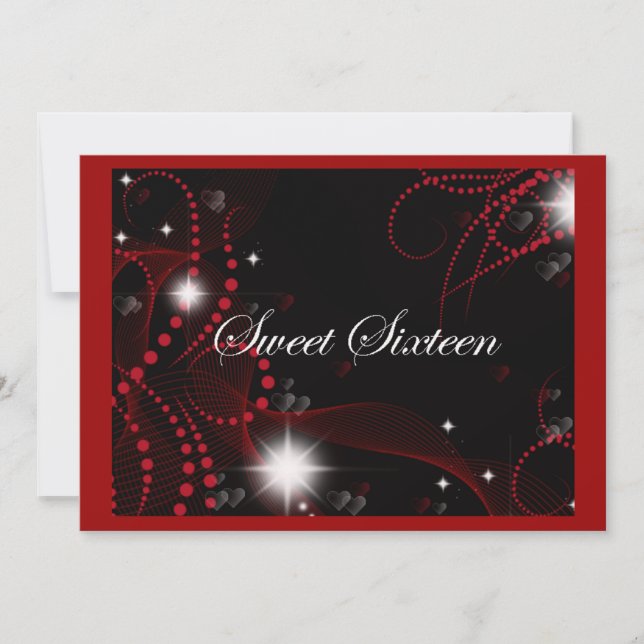 Belle, Noir Rouge, Invitation Sweet sixteen (Devant)