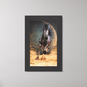 Belle Noire Cheval Friésien - Toile Enveloppée