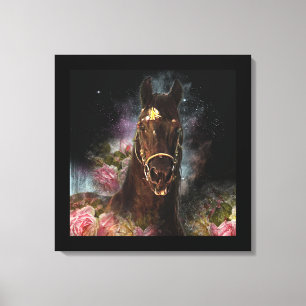Belle Noire Cheval Friésien - Toile Enveloppée