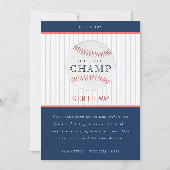 Belle Notre Petit Champ Faire-part De Baseball  (Devant)