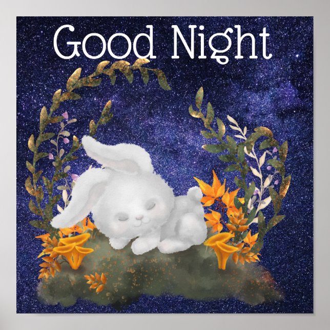 Belle Nuit voeux chat poster de sommeil (Devant)