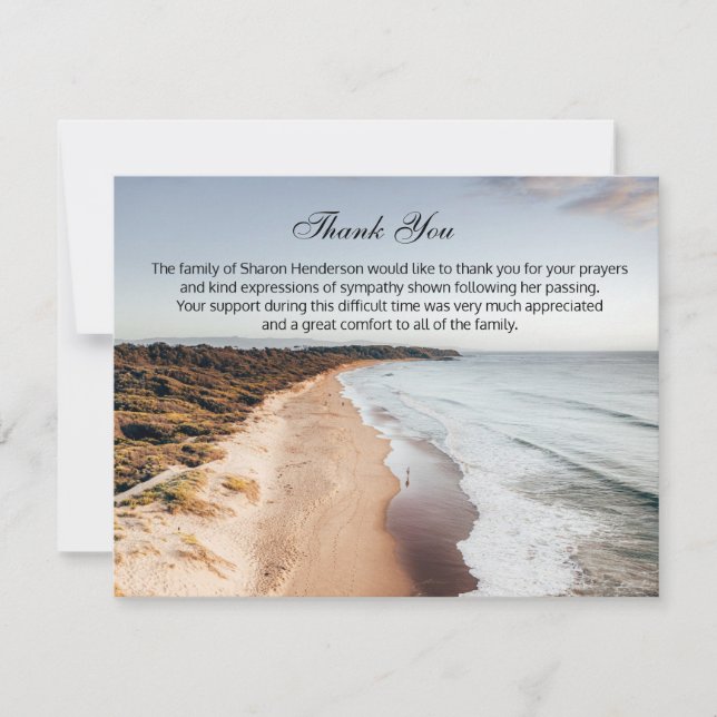 Belle Ocean Funeral Merci Carte de note (Devant)